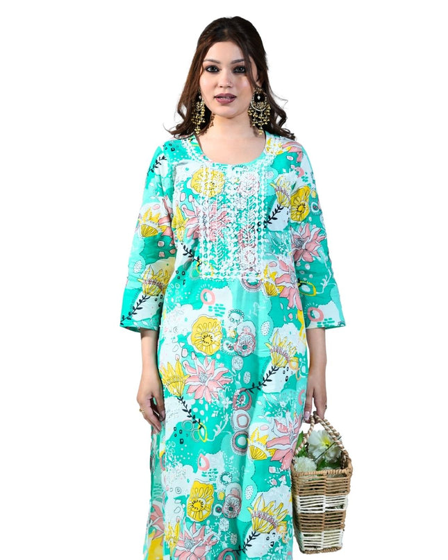 Linen Cotton Printed Kurta Set