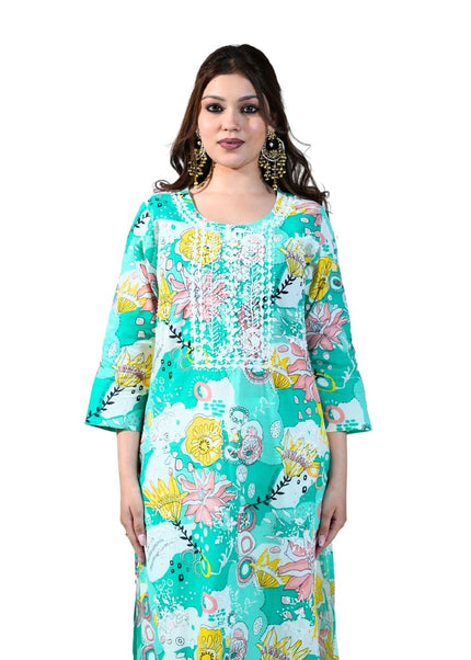 Linen Cotton Printed Kurta Set