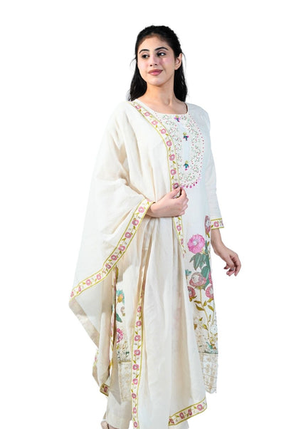 Linen Cotton Printed Kurti Set