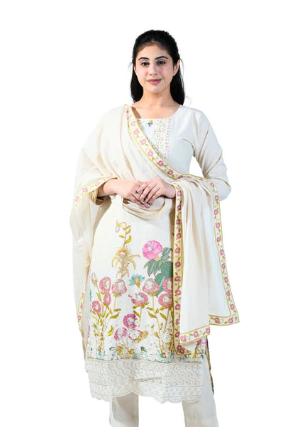 Linen Cotton Printed Kurti Set