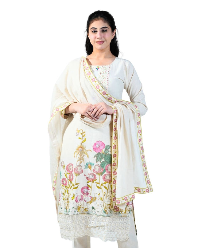 Linen Cotton Printed Kurti Set