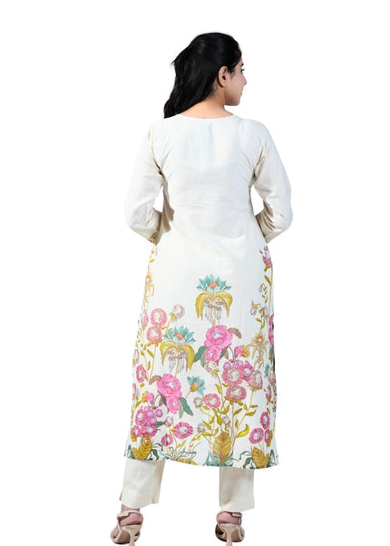 Linen Cotton Printed Kurti Set