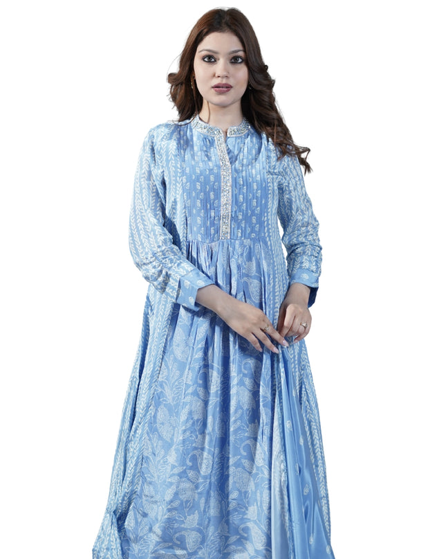 Crape Print Anarkali Kurti Set
