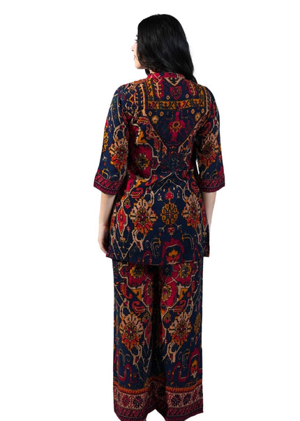 Rayon Fabric Printed Minimal Kantha Work Coord Set