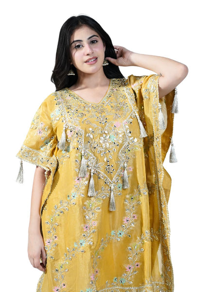 Kaftan made in Banarasi fabric with Garara