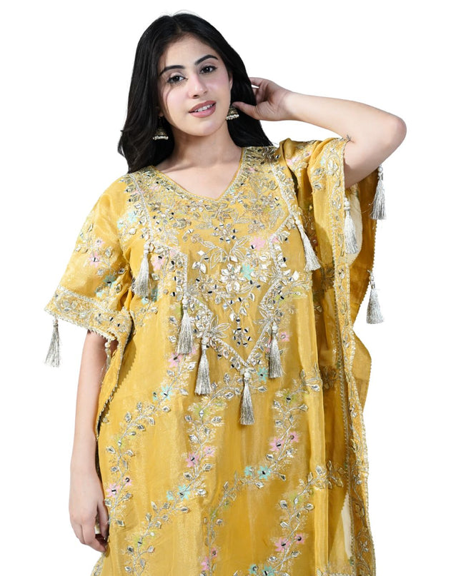 Kaftan made in Banarasi fabric with Garara