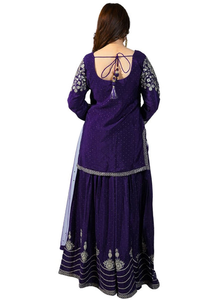 Chinon fabric Sharara Suit with Arii Work