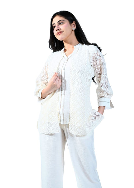 Cotton Coord Set With Croshia Jacket