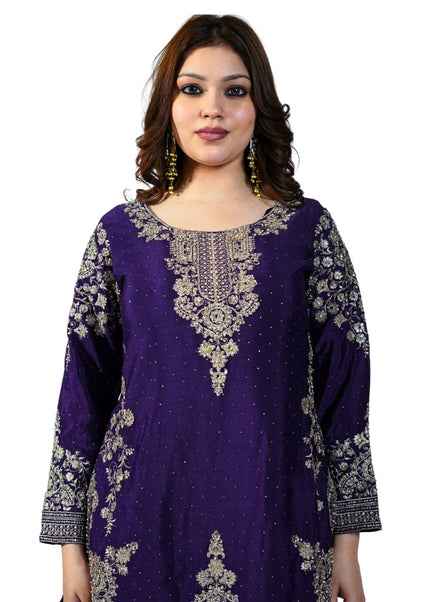 Chinon fabric Sharara Suit with Arii Work