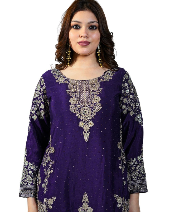 Chinon fabric Sharara Suit with Arii Work