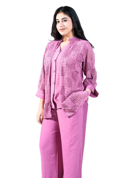 Cotton Coord Set With Croshia Jacket