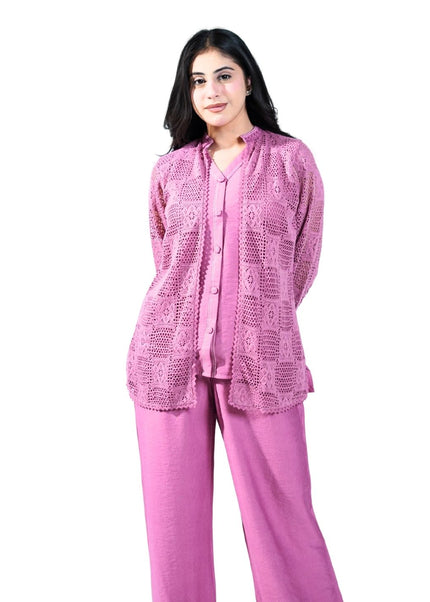 Cotton Coord Set With Croshia Jacket