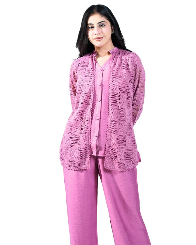 Cotton Coord Set With Croshia Jacket