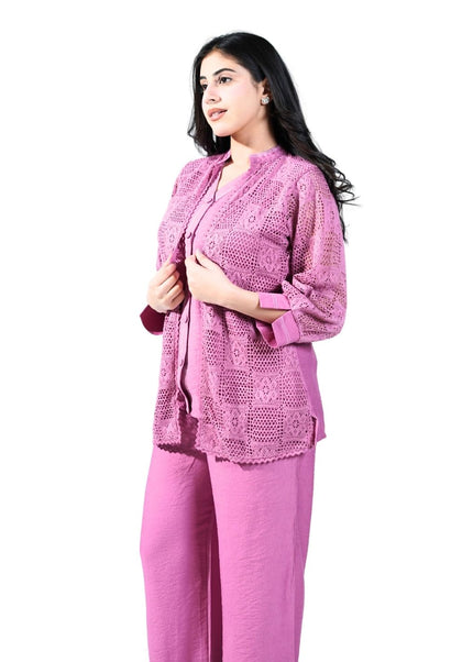 Cotton Coord Set With Croshia Jacket