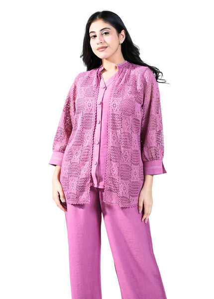 Cotton Coord Set With Croshia Jacket