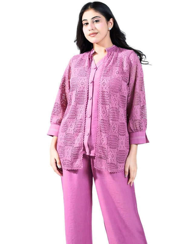 Cotton Coord Set With Croshia Jacket