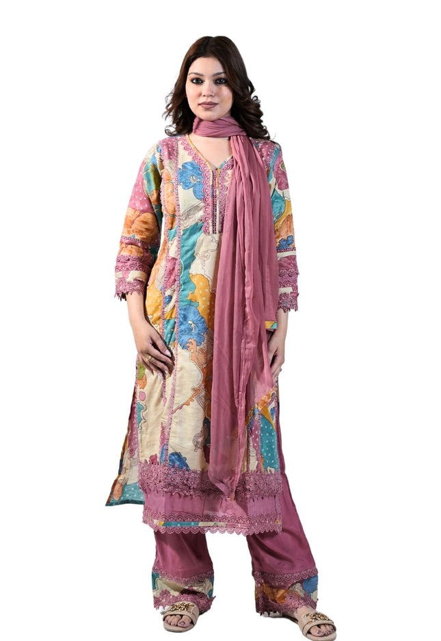 Chanderi Printing Kurti Set