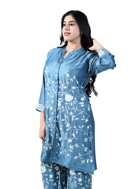 Cotton Muslin Embroided Threadwork Coord Set