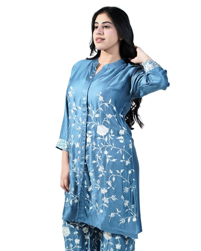 Cotton Muslin Embroided Threadwork Coord Set