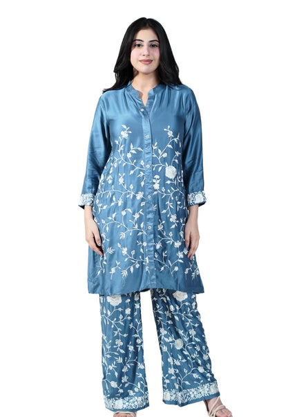 Cotton Muslin Embroided Threadwork Coord Set