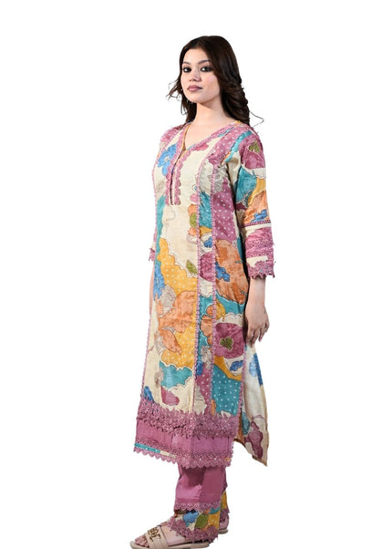 Chanderi Printing Kurti Set