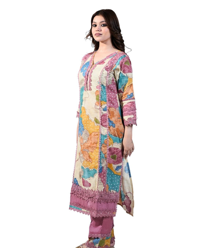 Chanderi Printing Kurti Set