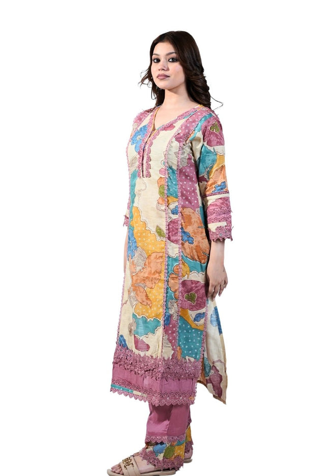 Chanderi Printing Kurti Set