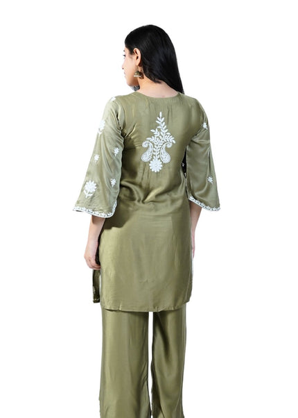 Cotton Coord Set With Lakhnawi Embroidery