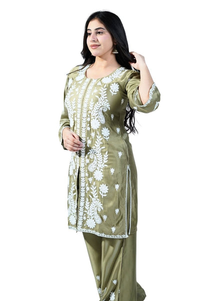 Cotton Coord Set With Lakhnawi Embroidery