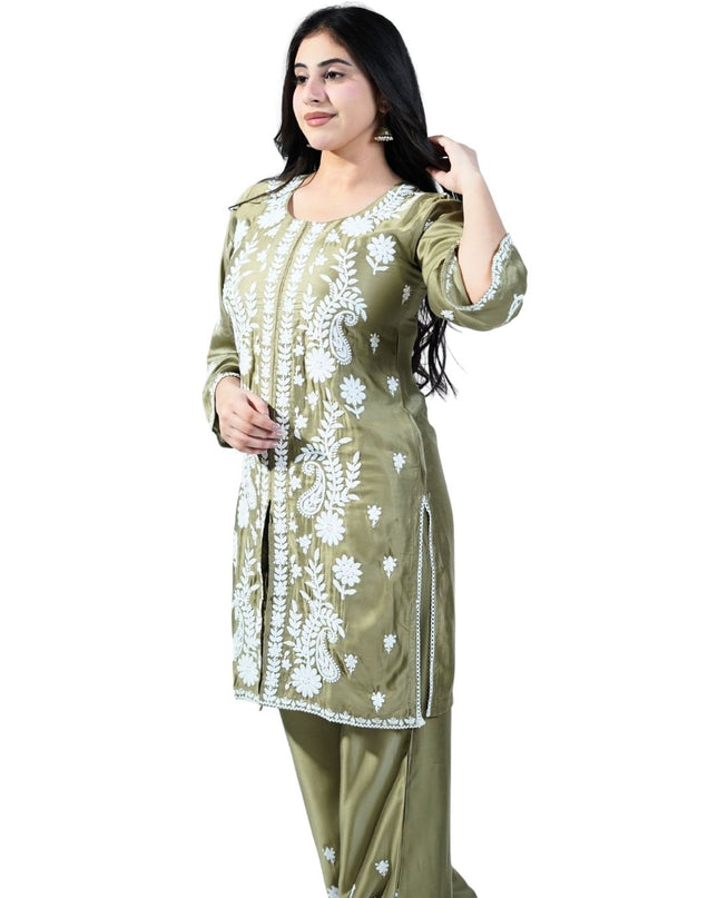 Cotton Coord Set With Lakhnawi Embroidery