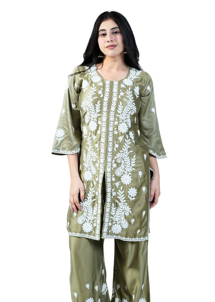 Cotton Coord Set With Lakhnawi Embroidery