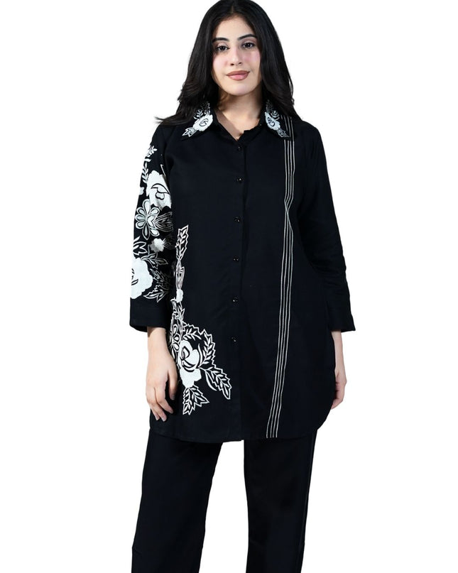 Cotton fabric With Embroided Thread Work Coord Set