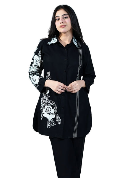 Cotton fabric With Embroided Thread Work Coord Set