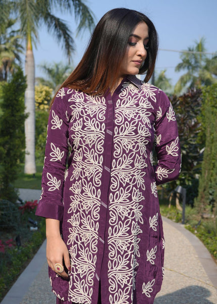 Velvet Fabric, Thread Embroidery, and Handwork