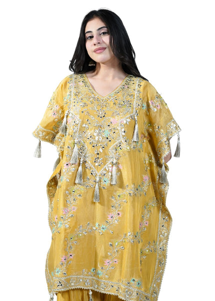 Kaftan made in Banarasi fabric with Garara