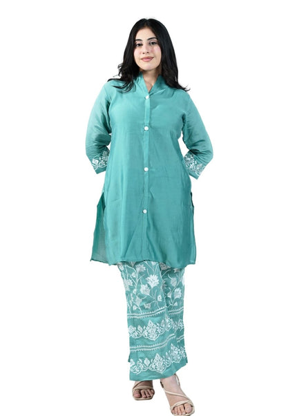 Muslin Fabric with Back Work & Bottom Embroidery