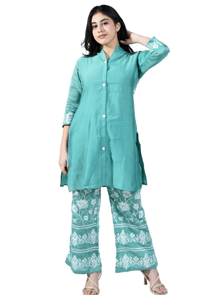 Muslin Fabric with Back Work & Bottom Embroidery