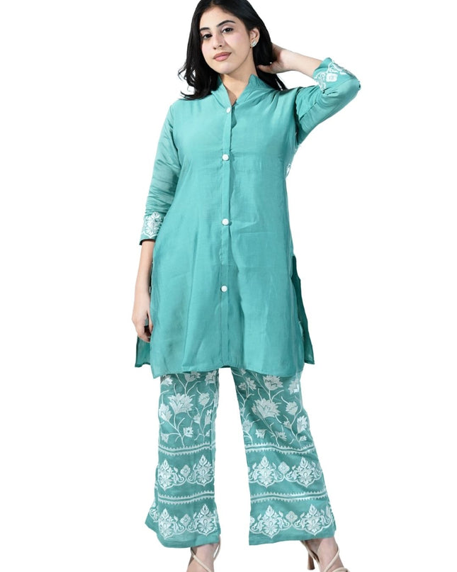 Muslin Fabric with Back Work & Bottom Embroidery