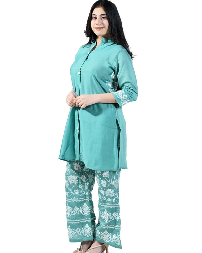 Muslin Fabric with Back Work & Bottom Embroidery