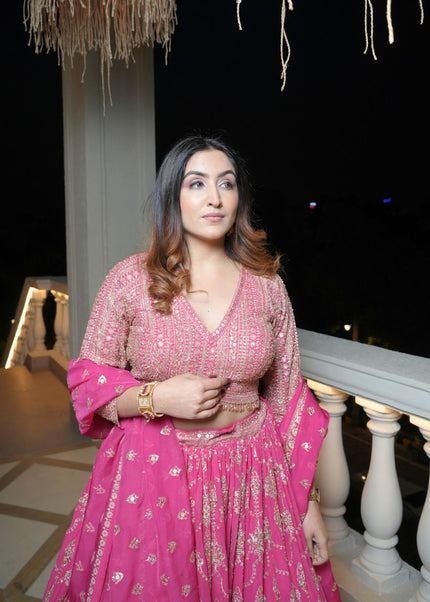 Pure Georgette Fabric with Heavy Handwork