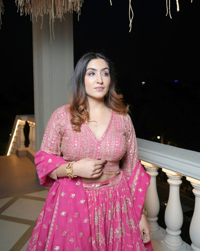 Pure Georgette Fabric with Heavy Handwork