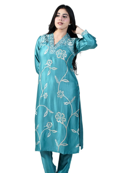 Muslin Cotton Coord Set With Thread Work