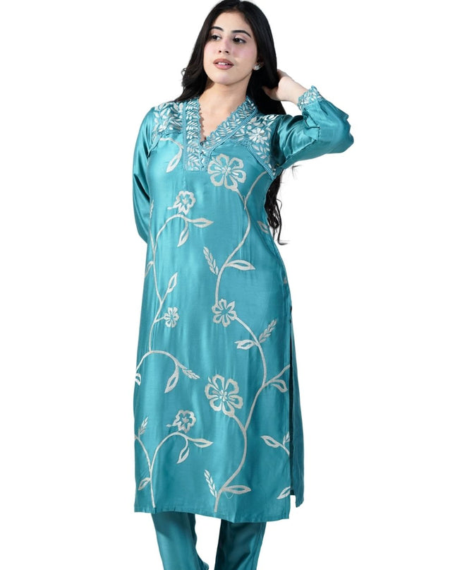 Muslin Cotton Coord Set With Thread Work