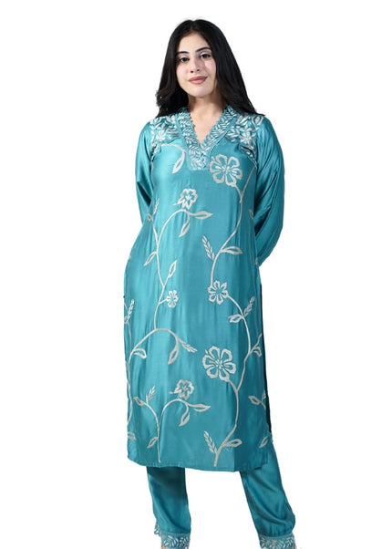 Muslin Cotton Coord Set With Thread Work