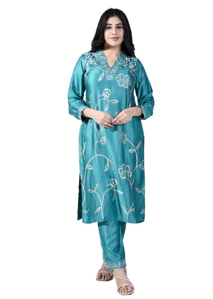 Muslin Cotton Coord Set With Thread Work