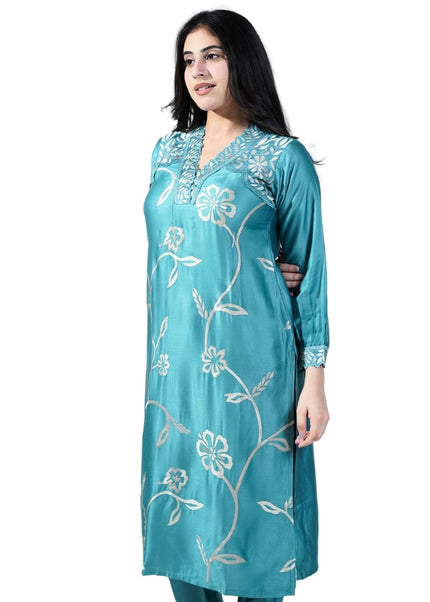 Muslin Cotton Coord Set With Thread Work