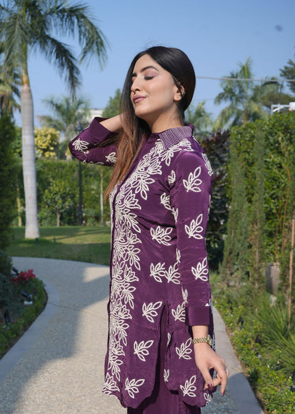 Velvet Fabric, Thread Embroidery, and Handwork