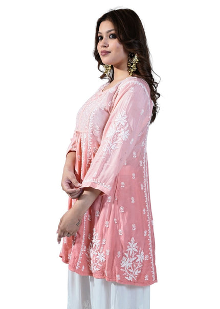 Georgette Anarkali Lucknowi kruti