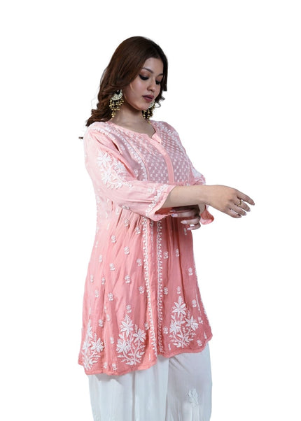 Georgette Anarkali Lucknowi kruti