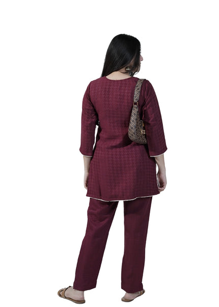 Linen Thread Work Coord Set with Embroidery